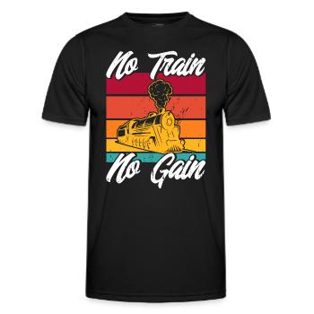 Cadeau de trajet en train miniature de locomotive - T-shirt sport Homme - noir - Devant - AI Model Male 178 dark (178cm)