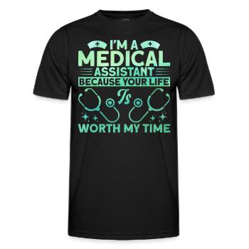 Assistant médical certifié - T-shirt sport Homme - noir - Devant - AI Model Male 178 dark (178cm)
