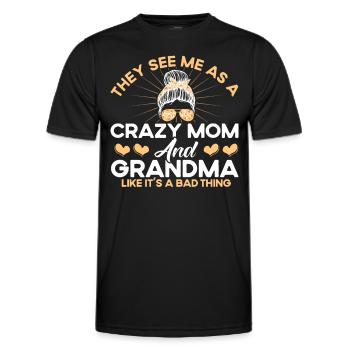 Crazy Mom and Grandmother Mom & Grandmother - Men's Functional T-Shirt - black - Front - AI Model Male 178 dark (178cm)