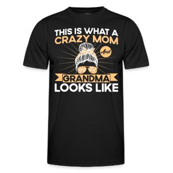 Crazy Mom and Grandmother Mom & Grandmother - Men's Functional T-Shirt - black - Front - AI Model Male 178 dark (178cm)