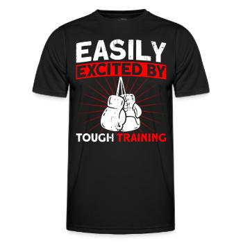 Facilement excité par un cadeau de boxe d’entraînement dur - T-shirt sport Homme - noir - Devant - AI Model Male 178 dark (178cm)