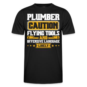 Vorsicht Fliegende Werkzeuge und Schimpfwörter Kle - Männer Funktions-T-Shirt - Schwarz - Vorne - AI Model Male 178 dark (178cm)