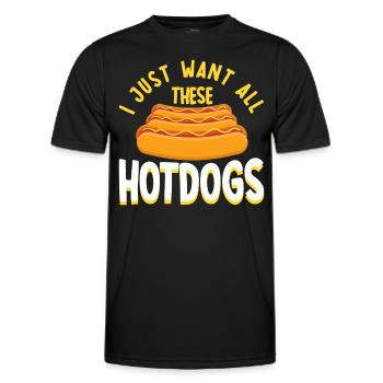Ich will nur all diese Hot Dogs Hot Dog Geschenk - Männer Funktions-T-Shirt - Schwarz - Vorne - AI Model Male 178 dark (178cm)