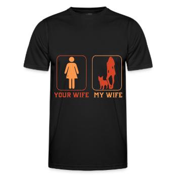 French bulldog your wife my wife - Men's Functional T-Shirt - black - Front - AI Model Male 178 dark (178cm)