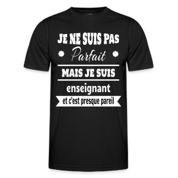 Pas parfait mais enseignant prof humour - T-shirt sport Homme - noir - Devant - AI Model Male 178 dark (178cm)