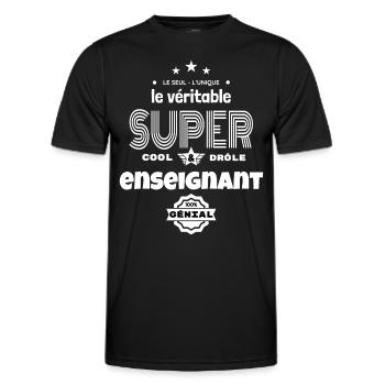 super enseignant 100% parfait humour - T-shirt sport Homme - noir - Devant - AI Model Male 178 dark (178cm)