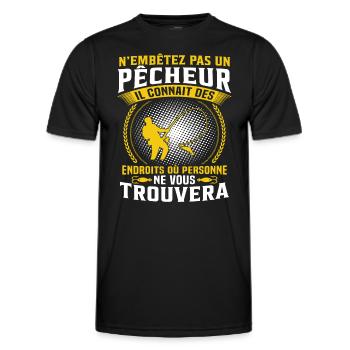 pêche cadeau pêcheur - T-shirt sport Homme - noir - Devant - AI Model Male 178 dark (178cm)