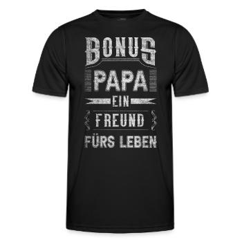 Bonus Papa Spruch, klassischer Vintage-Look - Männer Funktions-T-Shirt - Schwarz - Vorne - AI Model Male 178 dark (178cm)