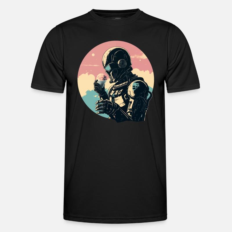 Roboter mit Eis - Männer Funktions-T-Shirt - Schwarz