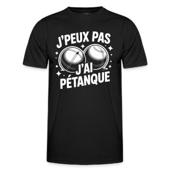 J’peux pas, j’ai pétanque – T-shirt humour boules - T-shirt sport Homme - noir - Devant - AI Model Male 178 dark (178cm)