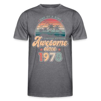 Geburtstag 1978 Palmen - Männer Funktions-T-Shirt - dunkle Melange  - Vorne - AI Model Male 178 dark (178cm)