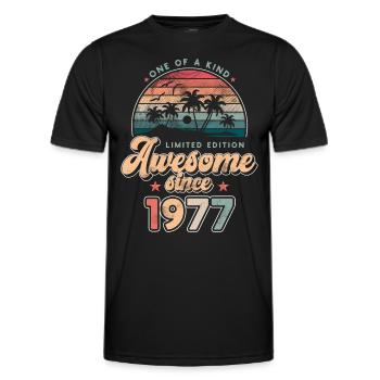 Birthday 1977 Palm Trees - Men's Functional T-Shirt - black - Front - AI Model Male 178 dark (178cm)