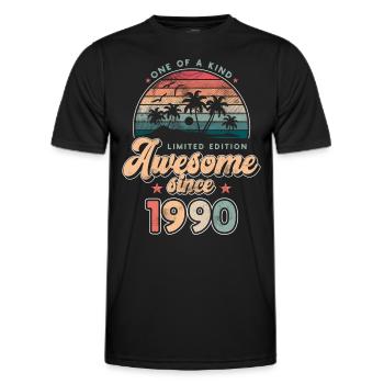 Birthday 1990 Palms - Men's Functional T-Shirt - black - Front - AI Model Male 178 dark (178cm)