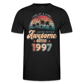 Birthday 1997 Palm Trees - Men's Functional T-Shirt - black - Front - AI Model Male 178 dark (178cm)