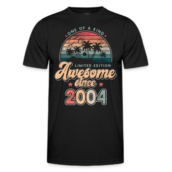 Birthday 2004 Palm Trees - Men's Functional T-Shirt - black - Front - AI Model Male 178 dark (178cm)
