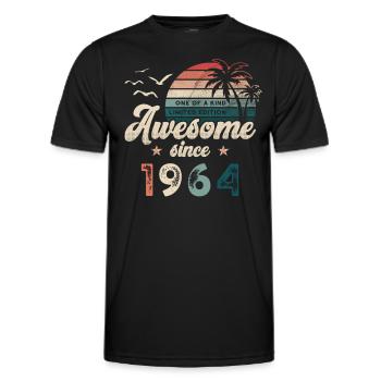 Birthday 1964 Palm Trees - Men's Functional T-Shirt - black - Front - AI Model Male 178 dark (178cm)