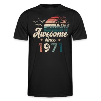 Anniversaire 1971 Palmiers - T-shirt sport Homme - noir - Devant - AI Model Male 178 dark (178cm)
