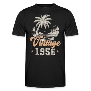 Birthday 1956 Palm Trees - Men's Functional T-Shirt - black - Front - AI Model Male 178 dark (178cm)