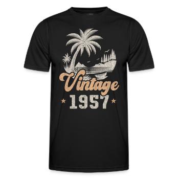 Birthday 1957 Palm Trees - Men's Functional T-Shirt - black - Front - AI Model Male 178 dark (178cm)