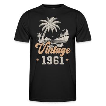 Birthday 1961 Palm Trees - Men's Functional T-Shirt - black - Front - AI Model Male 178 dark (178cm)