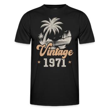 Anniversaire 1971 Palmiers - T-shirt sport Homme - noir - Devant - AI Model Male 178 dark (178cm)