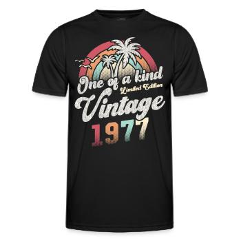 Millésime 1977 Anniversaire Palmiers - T-shirt sport Homme - noir - Devant - AI Model Male 178 dark (178cm)