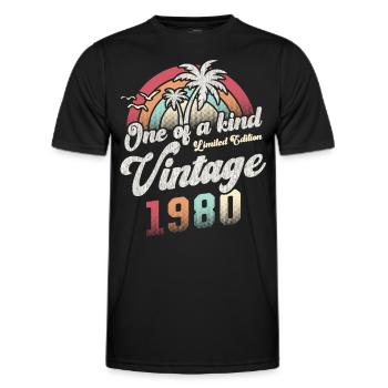 Millésime 1980 Anniversaire Palmiers - T-shirt sport Homme - noir - Devant - AI Model Male 178 dark (178cm)