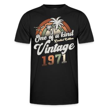 Millésime 1971 Anniversaire Palmiers - T-shirt sport Homme - noir - Devant - AI Model Male 178 dark (178cm)