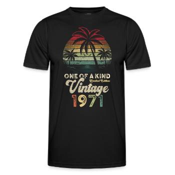 Millésime 1971 Anniversaire Palmiers - T-shirt sport Homme - noir - Devant - AI Model Male 178 dark (178cm)