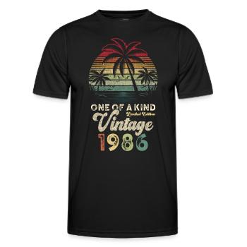 Vintage 1986 Geburtstag Palmen - Männer Funktions-T-Shirt - Schwarz - Vorne - AI Model Male 178 dark (178cm)