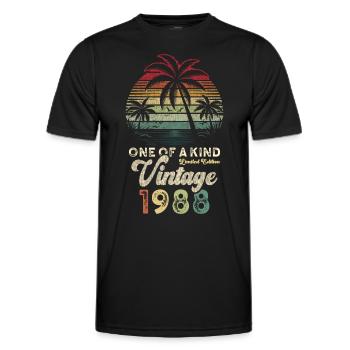 Millésime 1988 Anniversaire Palmiers - T-shirt sport Homme - noir - Devant - AI Model Male 178 dark (178cm)