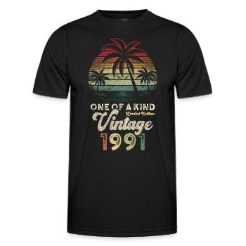 Millésime 1991 Anniversaire Palmiers - T-shirt sport Homme - noir - Devant - AI Model Male 178 dark (178cm)
