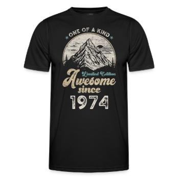 1974 Anniversaire Berge - T-shirt sport Homme - noir - Devant - AI Model Male 178 dark (178cm)