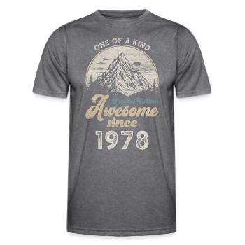 1978 Birthday Berge - Men's Functional T-Shirt - dark melange  - Front - AI Model Male 178 dark (178cm)