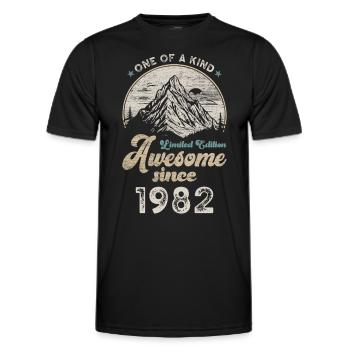 1982 Anniversaire Berge - T-shirt sport Homme - noir - Devant - AI Model Male 178 dark (178cm)