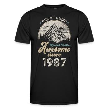 1987 Anniversaire Berge - T-shirt sport Homme - noir - Devant - AI Model Male 178 dark (178cm)