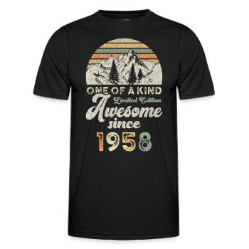 1958 Birthday Berge - Men's Functional T-Shirt - black - Front - AI Model Male 178 dark (178cm)