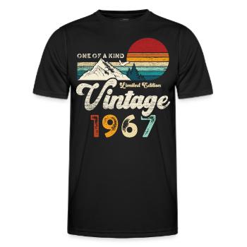 Millésime 1967 Anniversaire Montagnes - T-shirt sport Homme - noir - Devant - AI Model Male 178 dark (178cm)