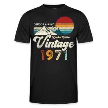 Millésime 1971 Anniversaire Montagnes - T-shirt sport Homme - noir - Devant - AI Model Male 178 dark (178cm)