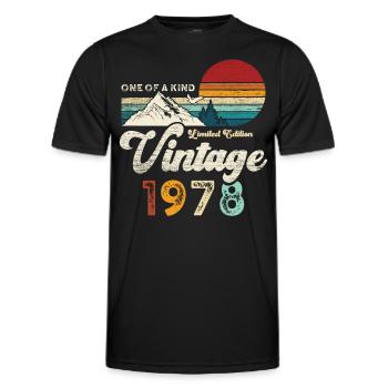 Millésime 1978 Anniversaire Montagnes - T-shirt sport Homme - noir - Devant - AI Model Male 178 dark (178cm)