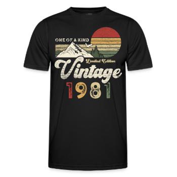 Millésime 1981 Anniversaire Montagnes - T-shirt sport Homme - noir - Devant - AI Model Male 178 dark (178cm)