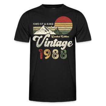 Millésime 1988 Anniversaire Montagnes - T-shirt sport Homme - noir - Devant - AI Model Male 178 dark (178cm)