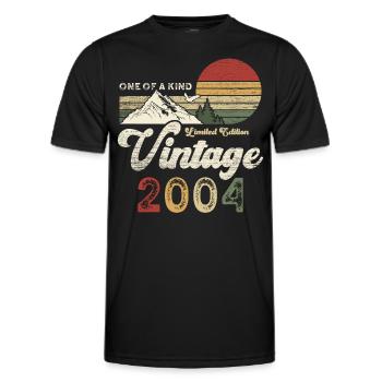 Millésime 2004 Anniversaire Montagnes - T-shirt sport Homme - noir - Devant - AI Model Male 178 dark (178cm)