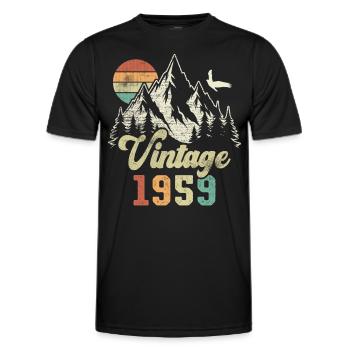 Vintage 1959 Birthday Mountains Eagle - Men's Functional T-Shirt - black - Front - AI Model Male 178 dark (178cm)