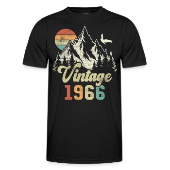 Vintage 1966 Birthday Mountains Eagle - Men's Functional T-Shirt - black - Front - AI Model Male 178 dark (178cm)