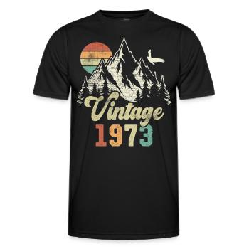 Vintage 1973 Birthday Mountains Eagle - Men's Functional T-Shirt - black - Front - AI Model Male 178 dark (178cm)