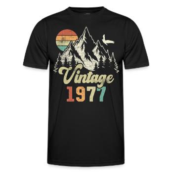 Vintage 1977 Birthday Mountains Eagle - Men's Functional T-Shirt - black - Front - AI Model Male 178 dark (178cm)