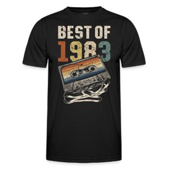 Best Of 1983 Birthday Cassette - Men's Functional T-Shirt - black - Front - AI Model Male 178 dark (178cm)
