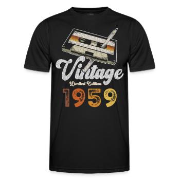Vintage 1959 Geburtstag Kassette Bleistift - Männer Funktions-T-Shirt - Schwarz - Vorne - AI Model Male 178 dark (178cm)
