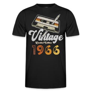 Vintage 1966 Geburtstag Kassette Bleistift - Männer Funktions-T-Shirt - Schwarz - Vorne - AI Model Male 178 dark (178cm)